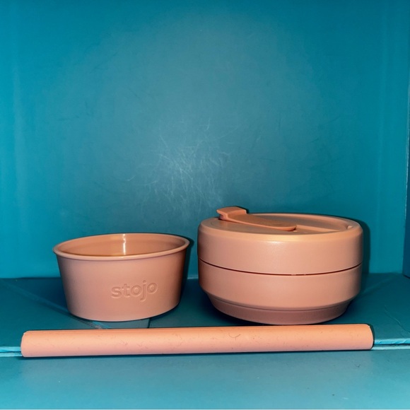 STOJO 16oz. Collapsible Travel Cup with Straw - Carnation Pink. - Picture 3 of 9